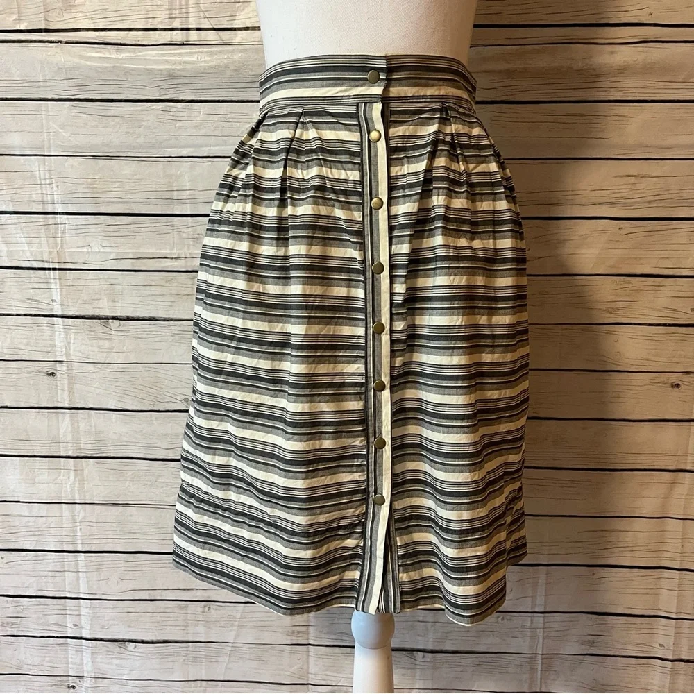 Corey Lynn Calter Black and Cream Striped Skirt Size 4 - Picture 6 of 7